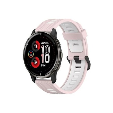 Rem för Garmin Venu 2 Plus 20Mm Vertikalt Mönster Rosa-Vit Tvåfärgad Silikonklockarmband