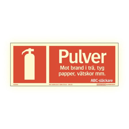 SYSTEMTEXT Skylt Pulversläckare Supernova AFS 250x100mm - Lyreco - Skyddsutrustning - Brandsäkerhet - Brandskyltar