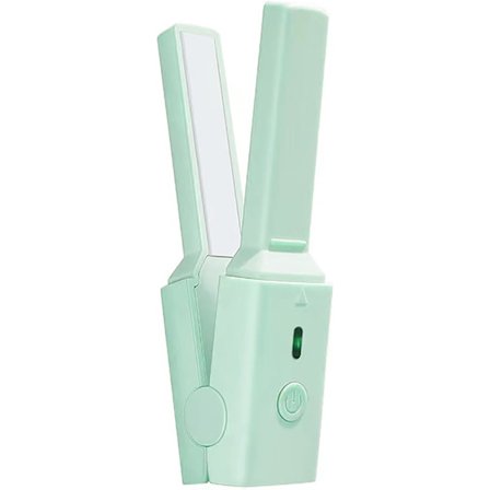Mini Glattejern & Krøllejern - Hurtig Opvarmning Dual Styler, Bærbart USB Fladjern til Rejser, Keramisk Belagt Krøllejern (Grøn)