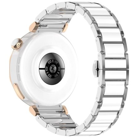 Huawei Watch GT 5 41mm / GT 5 Pro 42mm klockarmband keramik + zinklegering armband - Silver + Vit