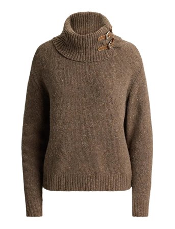 Lauren Ralph Lauren | Buckle-Trim Mélange Turtleneck Sweater | M
