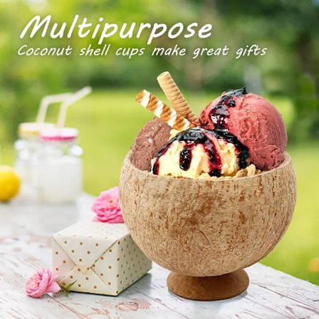 6 naturlige kokosnøddeskaller, Hawaii-tema Hawaiian party-krus, party kokosnøddekrus