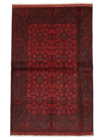 Handgeknüpft Afghan Khal Mohammadi 131X201 Wollteppich Schwarz/Dunkelrot Klein