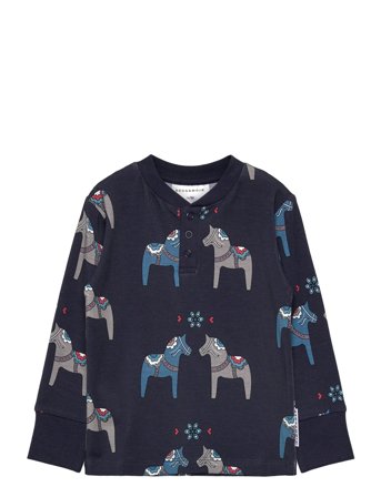 Bamboo Grandpa Sweater Navy Dala Horse Tops T-shirts Long-sleeved T-shirts Navy Geggamoja