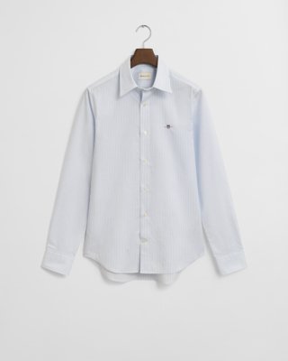 GANT - Slim fit stripet poplinskjorte med stretch til herre light blue