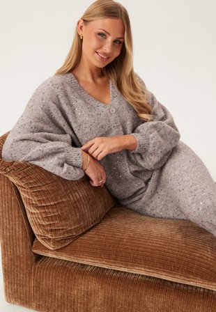 Pieces Pcmesva Ls Boxy Sequin Knit Cardigan Klær