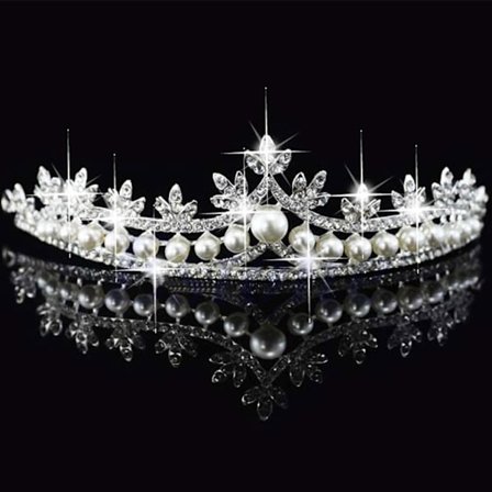 Iøynefallende for Rhinestone Pearl Crystal Hair Tiara bryllup slør pannebånd krone