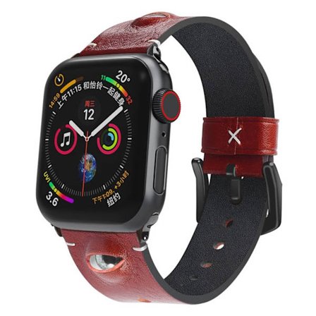 Apple Watch Series 5 / 4 44mm stylish äkta läder klockarmband - röd