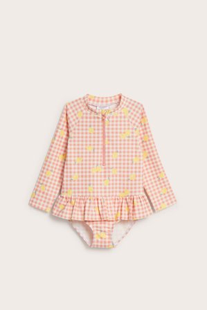 Kappahl | Pitkähihainen, sitruunakuvioinen uimapuku Pinkki 74/80 | Pinkki