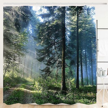 Duschdraperi, i antibakteriell textil med 12 krokar, badkarsdraperi, 120 x 180 cm, mögelbeständigt och vattentätt duschdraperi