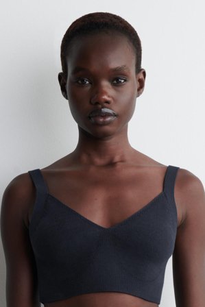 COS Damen Strick-Bralette Aus Baumwolle - Blau