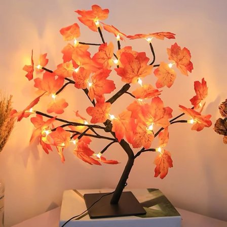 Lönnlöv Ljus: Höstdekoration Ljus med 24 LED, USB Lönnlöv Ljus, Lönnlöv Ljus