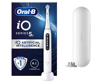 Oral-B iO5s Quiet - White - Eltandborste iO5 med smart trycksensor & AI-teknik