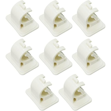 Sett med 8 Selvklebende Gardinstangkroker, Glasslister, Selvklebende Gardinstangholder uten Boring for Håndklær, Gardiner, Frakker, Hvit