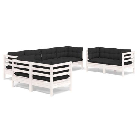 Vidaxl Loungegrupp Med Dynor 8 Delar Massiv Furu Vit