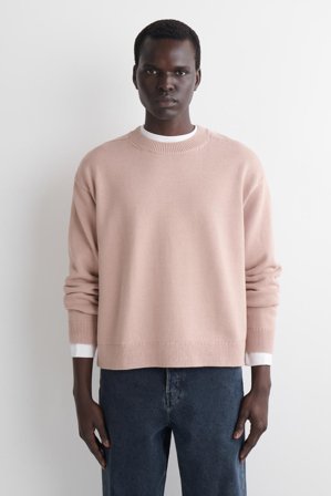 COS Herren Pullover Aus Baumwolle Mit Rundhalsausschnitt - Rosa