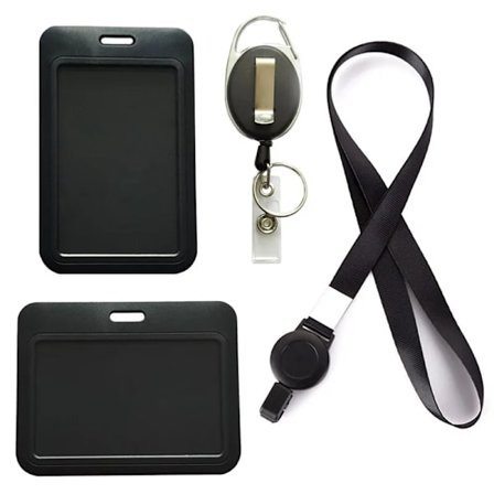 Black Plastic Slide Chest Pocket Clip ID Tag Name Identity Badge Holder Reel Working Permit Case Staff Employee Pass Work Card