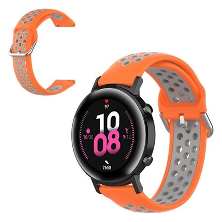 20mm Universal kaksivärinen silikoni ranneke - Oranssi / Harmaa