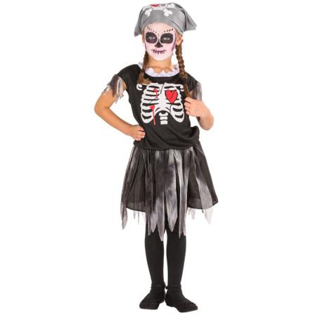 Tectake Maskeraddräkt Flicka Pirat Skelett Black 140 (10-12y)