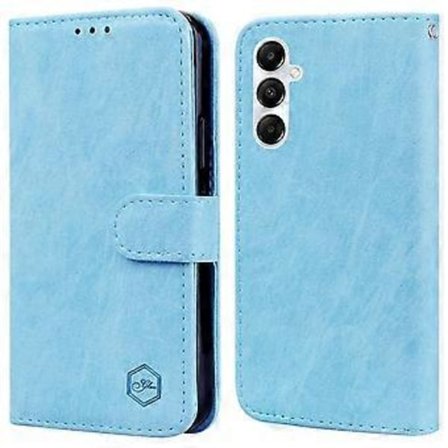 Samsung Galaxy A35 5G -puhelimen suojakotelo PU-nahkaa + TPU pudotuksenkestävä lompakkokotelo (vauvansininen)