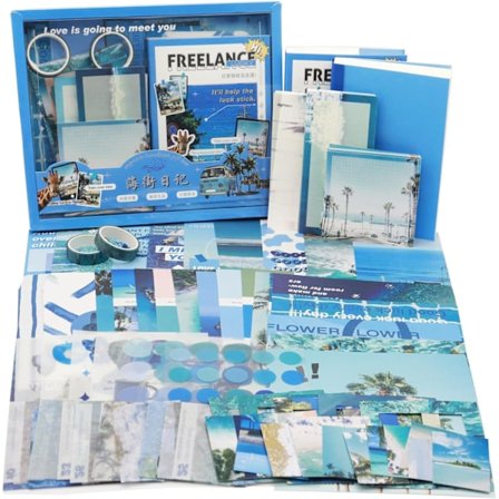 155 stykker Scrapbooking tilbehørssæt, æstetisk Bullet Journal Scrapbook Kit med A6 Grid Noteboo