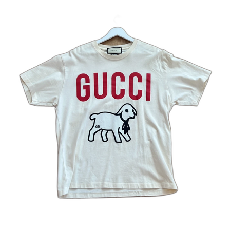 Vit GUCCI t-shirt med lammtryck