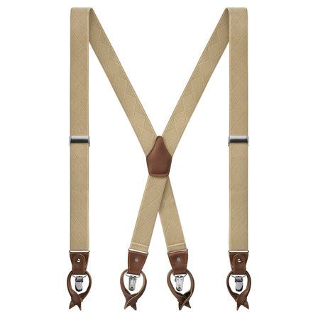 Vexel | Sandgula Diamantmönstrade Hängslen med X-design för män - Hängslen med Clips