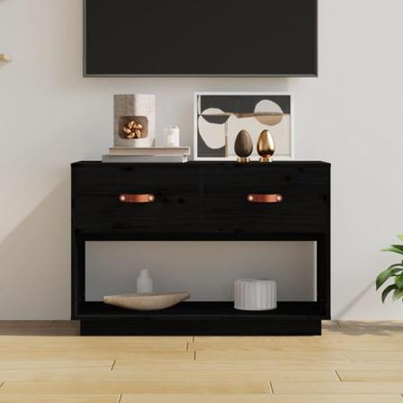 Vidaxl Tv-bänk Svart 90x40x60 Cm Massiv Furu Svart