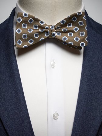 John Henric Men's Brown Bow Tie Motif Size Self-tied