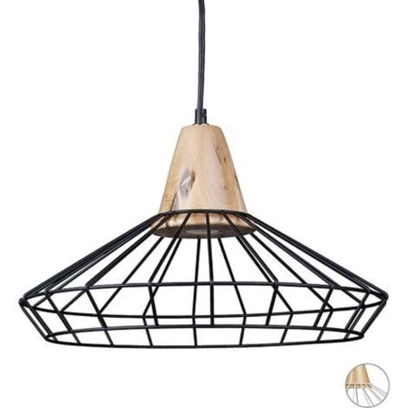 GRID hängande lampa optisk bur galler design retro metall och trä taklampa armatur HxBxD: 110 x 40 x 40 cm,svart