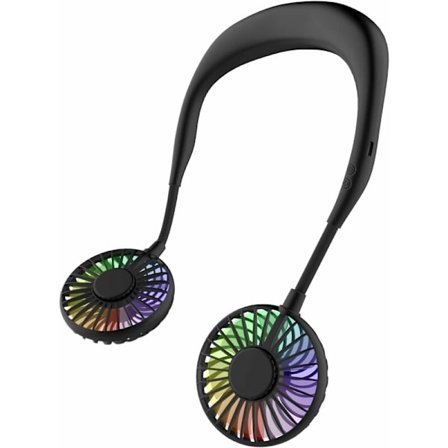 Halsfläkt, Bärbar Fläkt, Mini USB-Fläkt, Uppladdningsbar Halsfläkt, Dubbel Vindhuvud Luftkylare 3 Hastigheter för Utomhuscamping Kontor Rum