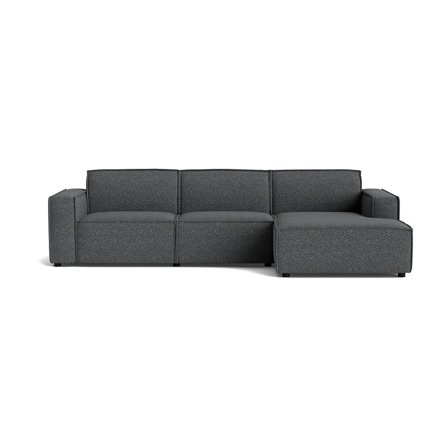 Lyon chaiselong sofa, højrevendt - Puente Grå/Blå - 304x160x80cm - Stor Sofa med stilrent look & chaiselong til afslapning og hygge
