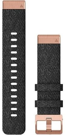 Garmin QuickFit 20 mm Armband Hthr Black Nylon with Rose Gold