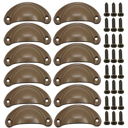 12 stk. Runde brune håndtag, vintage skydedørhåndtag til køkkenskab