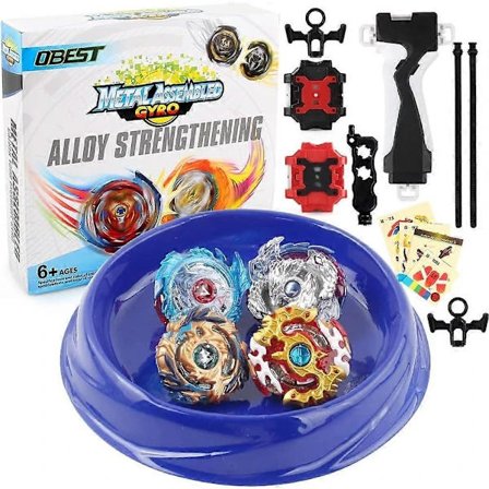 Kæmpende Top Burst Gyro Legetøjssæt med Arena, 4 Spindende Toppe og 2 Udskydningsmekanismer, Battle Arena Gyro Sæt Spil Fødselsdagsgave til Børn P...