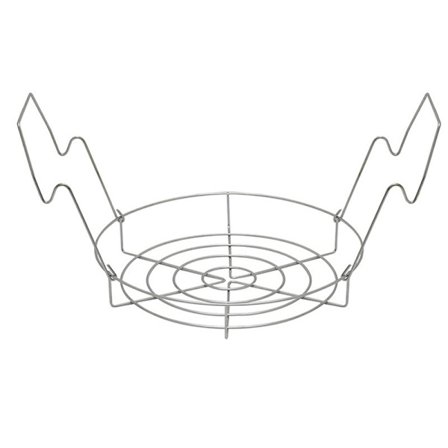 Taitettava ruostumattomasta teräksestä valmistettu höyryteline silikonikahvalla purkkeihin