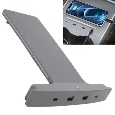 USB-hub for bil med flere ladeportar, smart dokkingstasjon, midtkonsoll, sensoradapter, erstatning for Tesla 3 Y 2021+