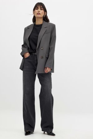 NA-KD Blazer oversize croisé à double boutonnage - Blazers Oversize - Gris - EU 32