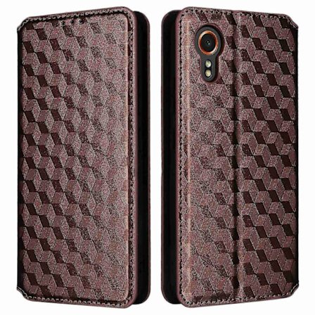 Kompatibel med Samsung Galaxy Xcover 7 Plånboksfodral Diamantmönstrat Läder Flipfodral - Perfekt Brun Brown_yux