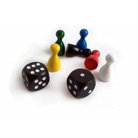 Pelinappulat + Nopat, standardi: 6 kpl pelinappuloita, 2 kpl harjoitusnoppia, monivärinen moniväri[pl]