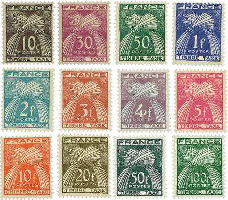Frankrig 1946-1955 - YT TX78-89 - Portomærker - Postfrisk