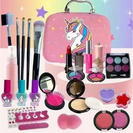 Unicorn Makeup set för barn, sminkset för barn, sminkväska, make up set för tjej 3+ år