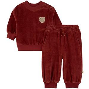 Buddy & Hope Merry Red GOTS Velour Sweat Set - Clothing sets - 98/104 cm - Red
