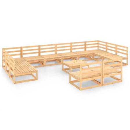 Vidaxl Loungegrupp 13 Delar Massiv Furu Brun
