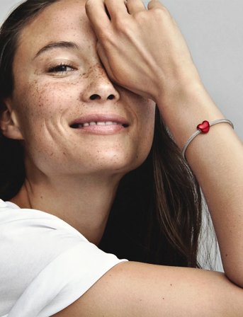 Pandora Heart Sterling Silver Charm With Transparent Red Enamel - Red - ONE SIZE