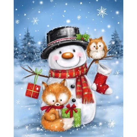 Jule Diamant Maleri Kit til Voksne, Snemand og Ræv Diamant Maleri, 5D DIY Alle Diamant Jule Diamant Kunst Gave Hjem Væg Dekoration 12x16 Tommer