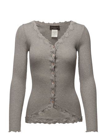 Rosemunde Rwbabette Silk Ls V-Neck Lace Cardi - Grey - S