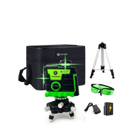 Laser taso 12 linjat 3D taso itsetasaava vaaka ja pysty risti erittäin tehokas vihreä laser säteet