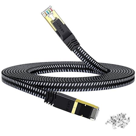 Cat 8 Litteä Ethernet-kaapeli 10 m, Cat8 Nylonpunottu Internet-kaapeli, Nopea 40 Gbps Verkko Patch Lan-kaapeli, Rj45 Pelikaapeli