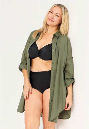 Cellbes of Sweden - Strandskjorta med uppvikbara ärmar - khakigrön - för damer - 46/48